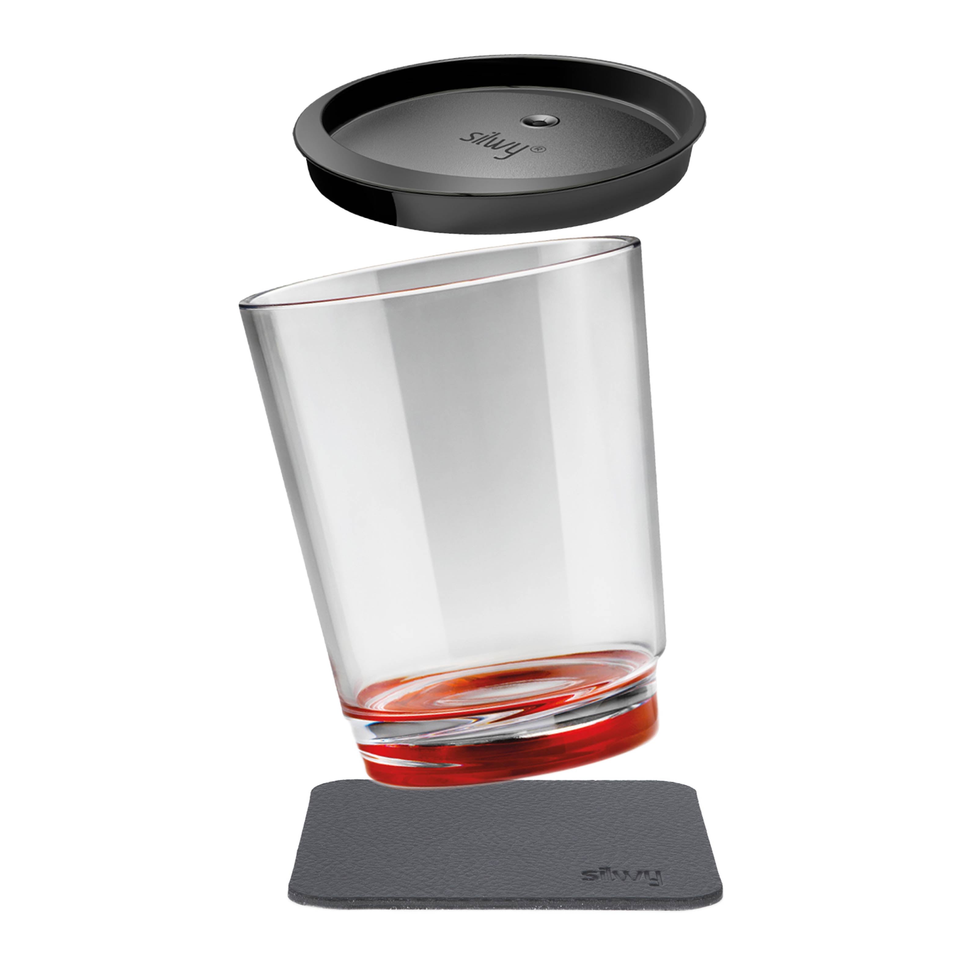 Magnet-Trinkbecher Triple Red mit zugehörigem Metall-Nano-Gel-Pad
