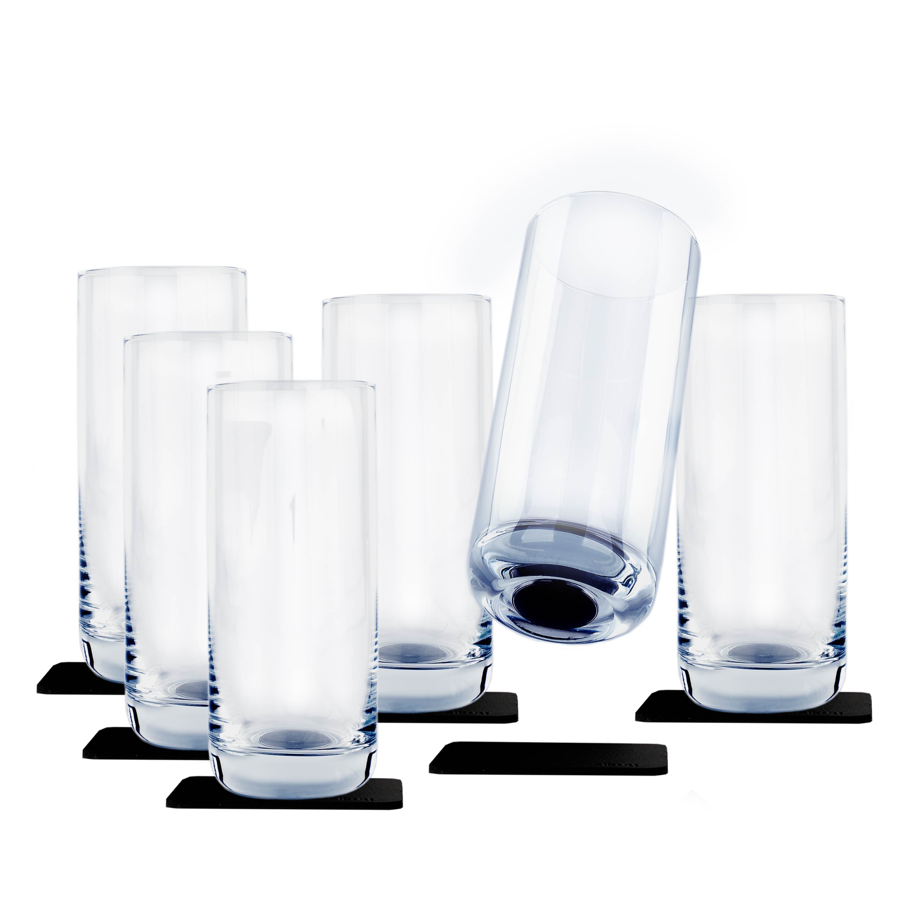 Magnet-Kristallgläser Longdrink slim auf Pads, Freisteller