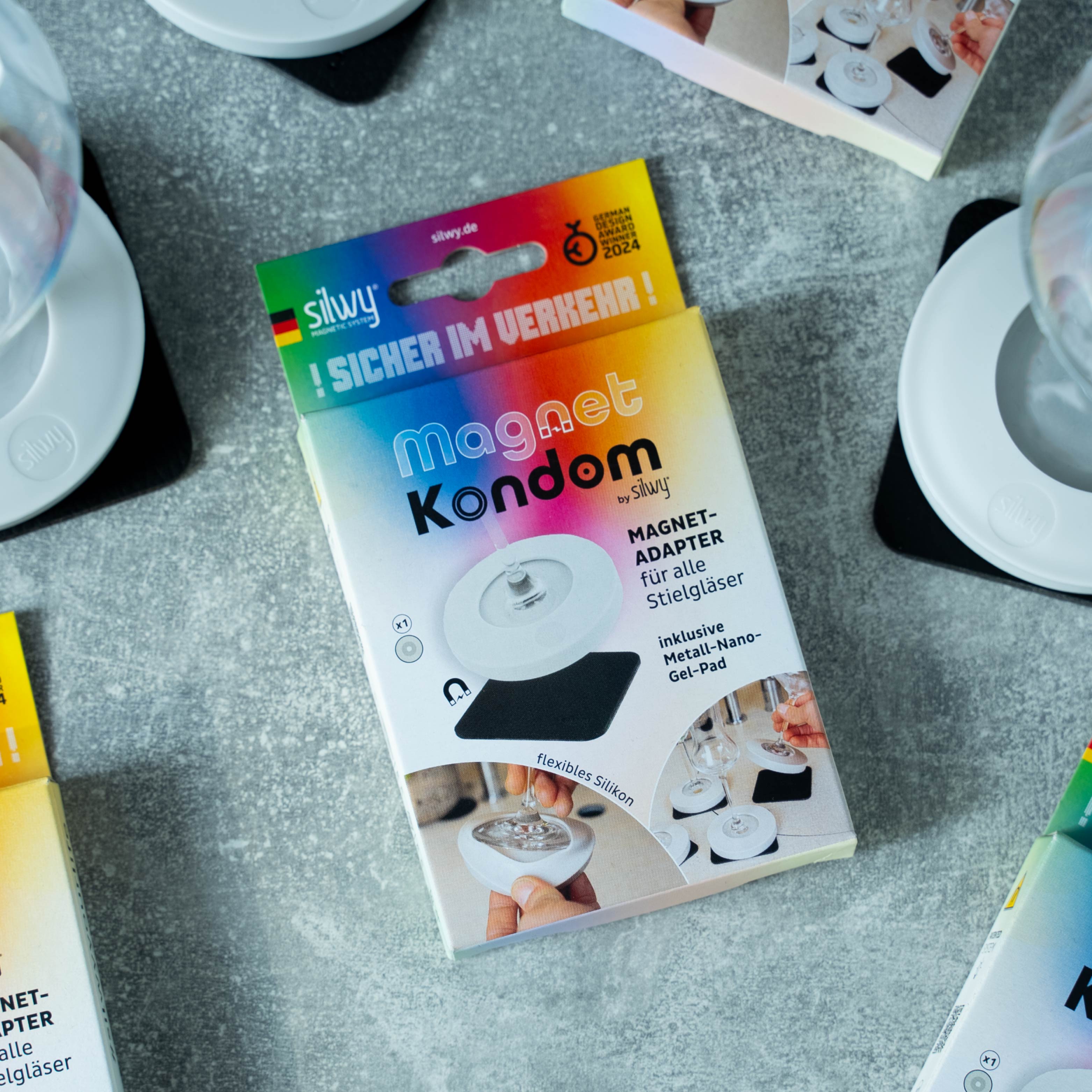 Verpackung Magnet-Adapter für alle Stielgläser 
