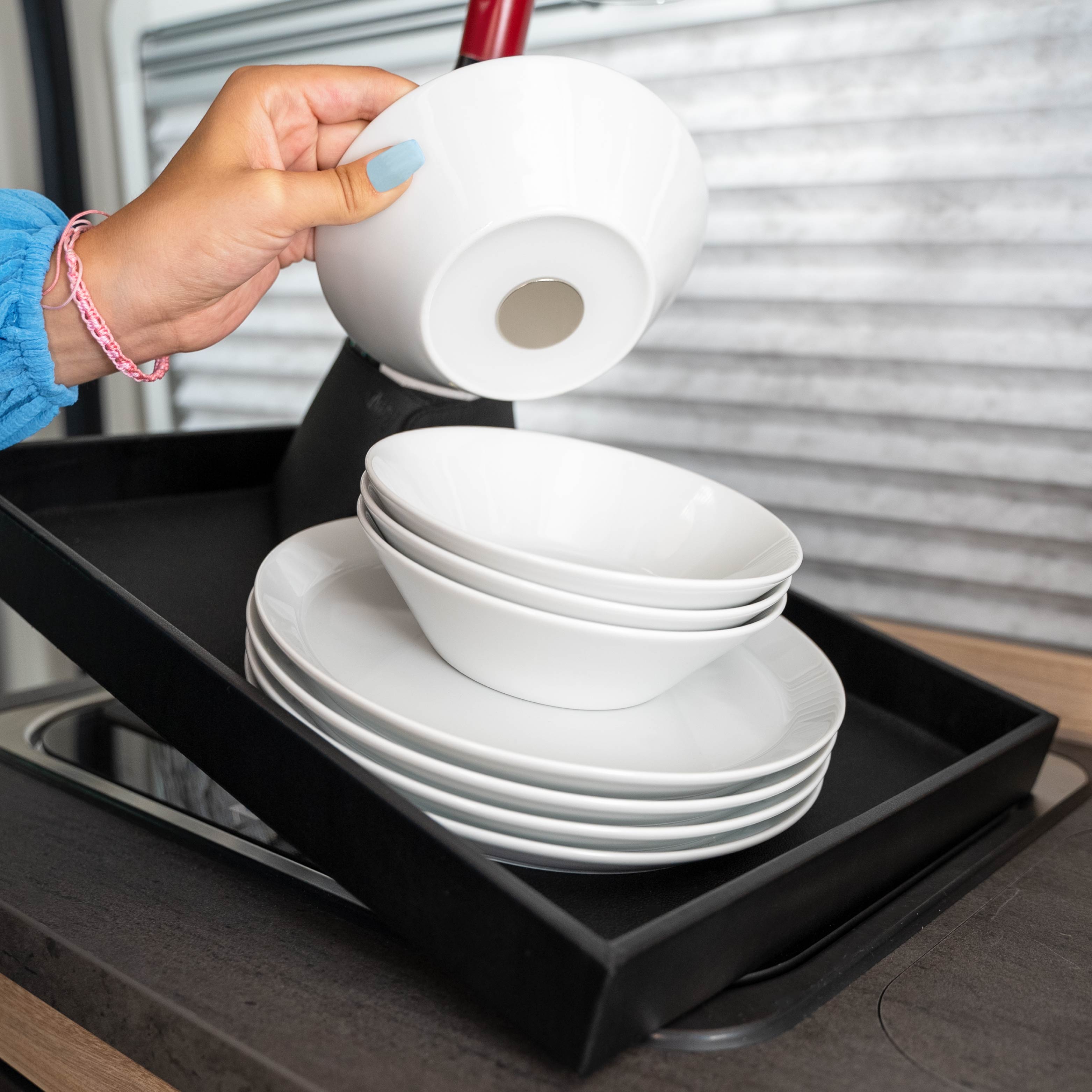 Magnet-Porzellan-Set weiß stapeln