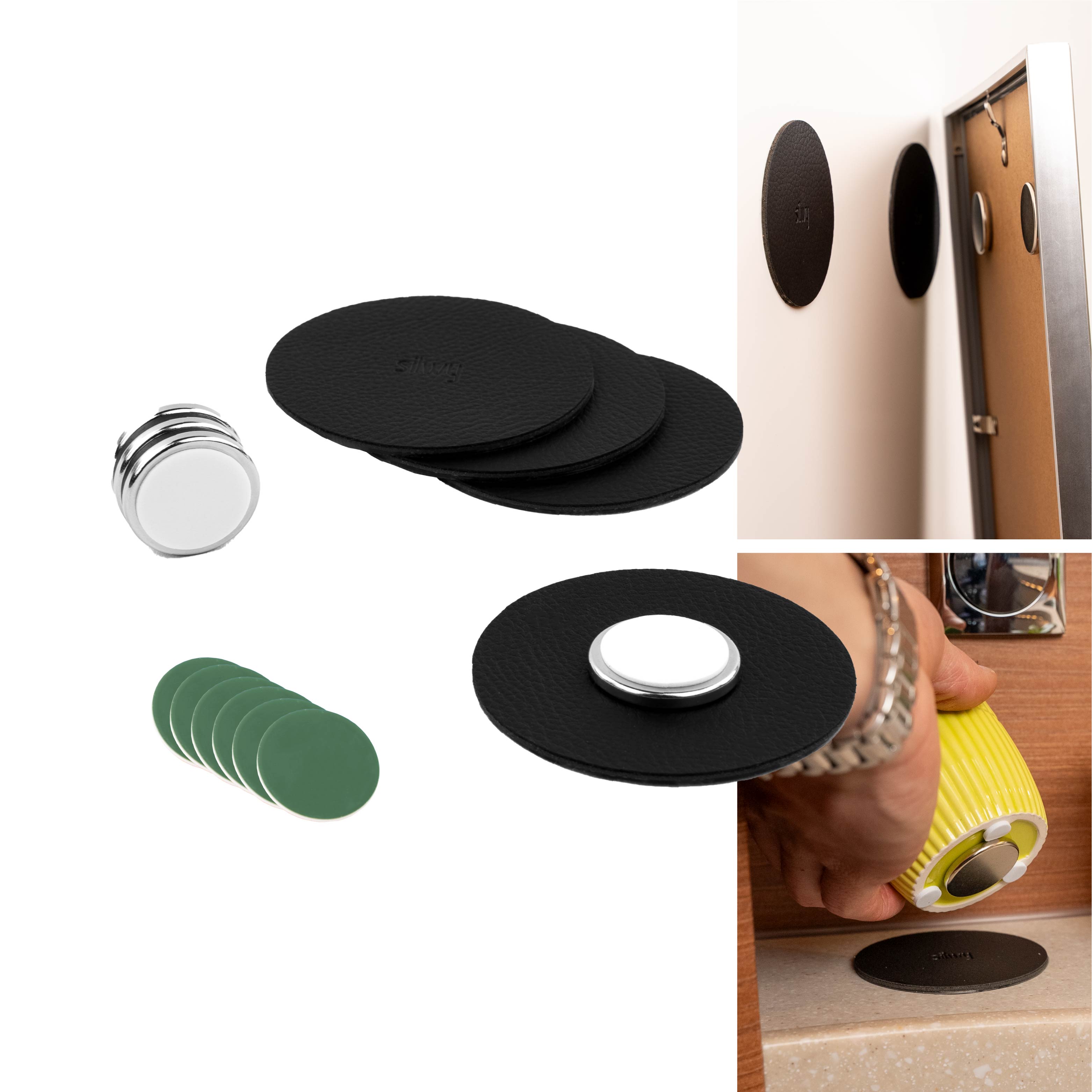 Freisteller Magnet-Power-Bundle: enthält 4 Klebepunkte 3M, 4-Power-Magnete und 4 Metall-Nano-Gel-Pads