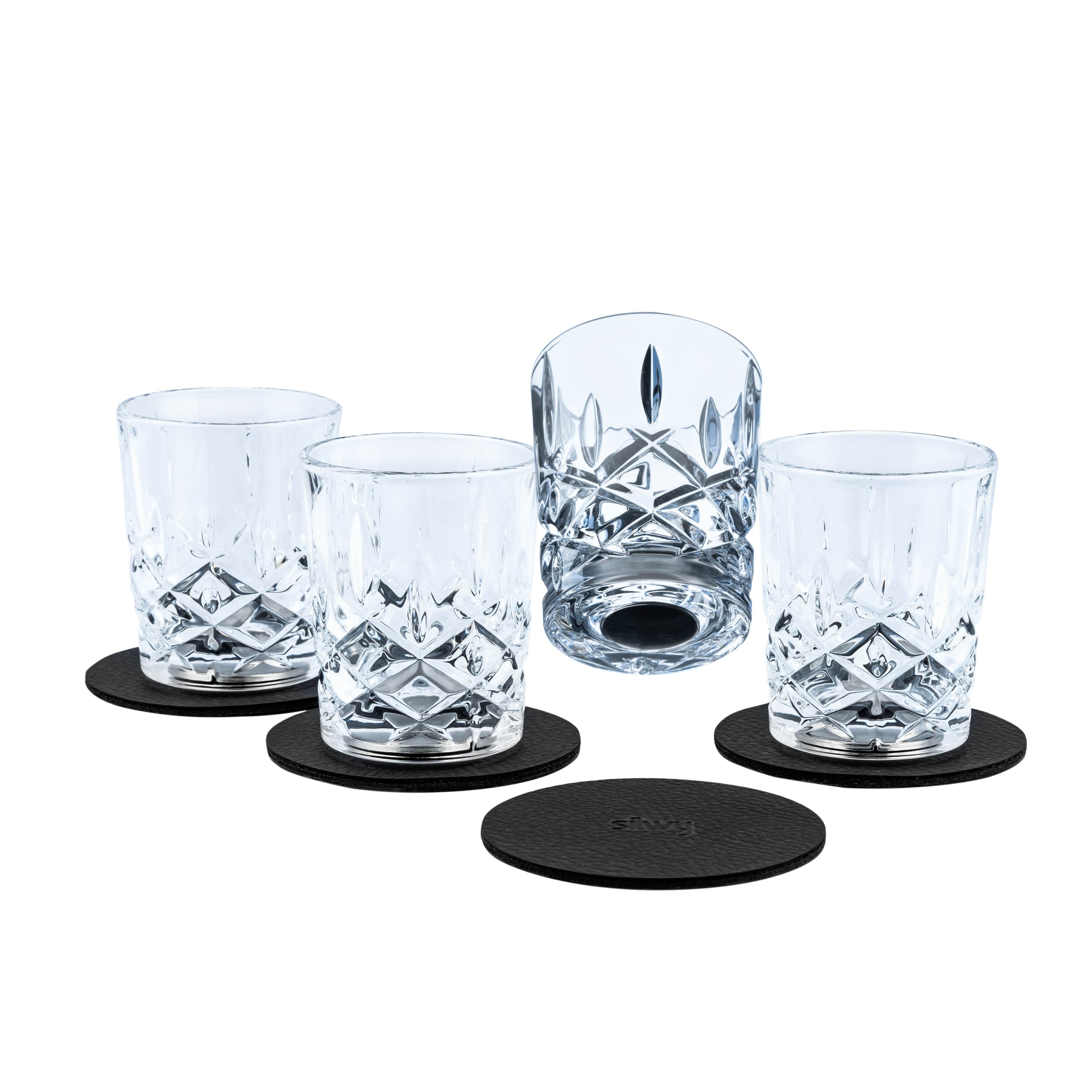 Freisteller Magnet-Kristallgläser Shot mit Pads im vierer Set