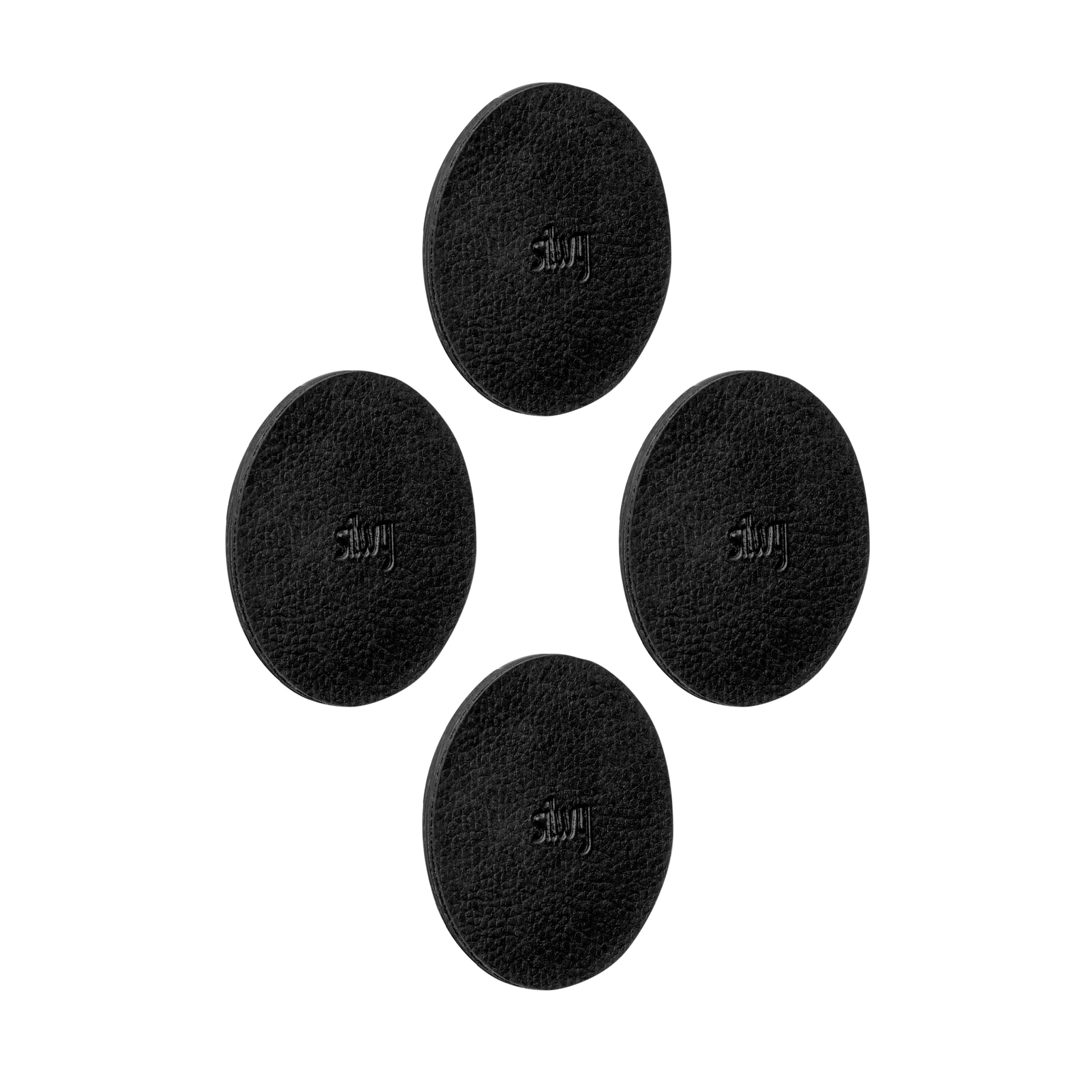 4 runde Metall-Nano-Gel-Pads in schwarz 