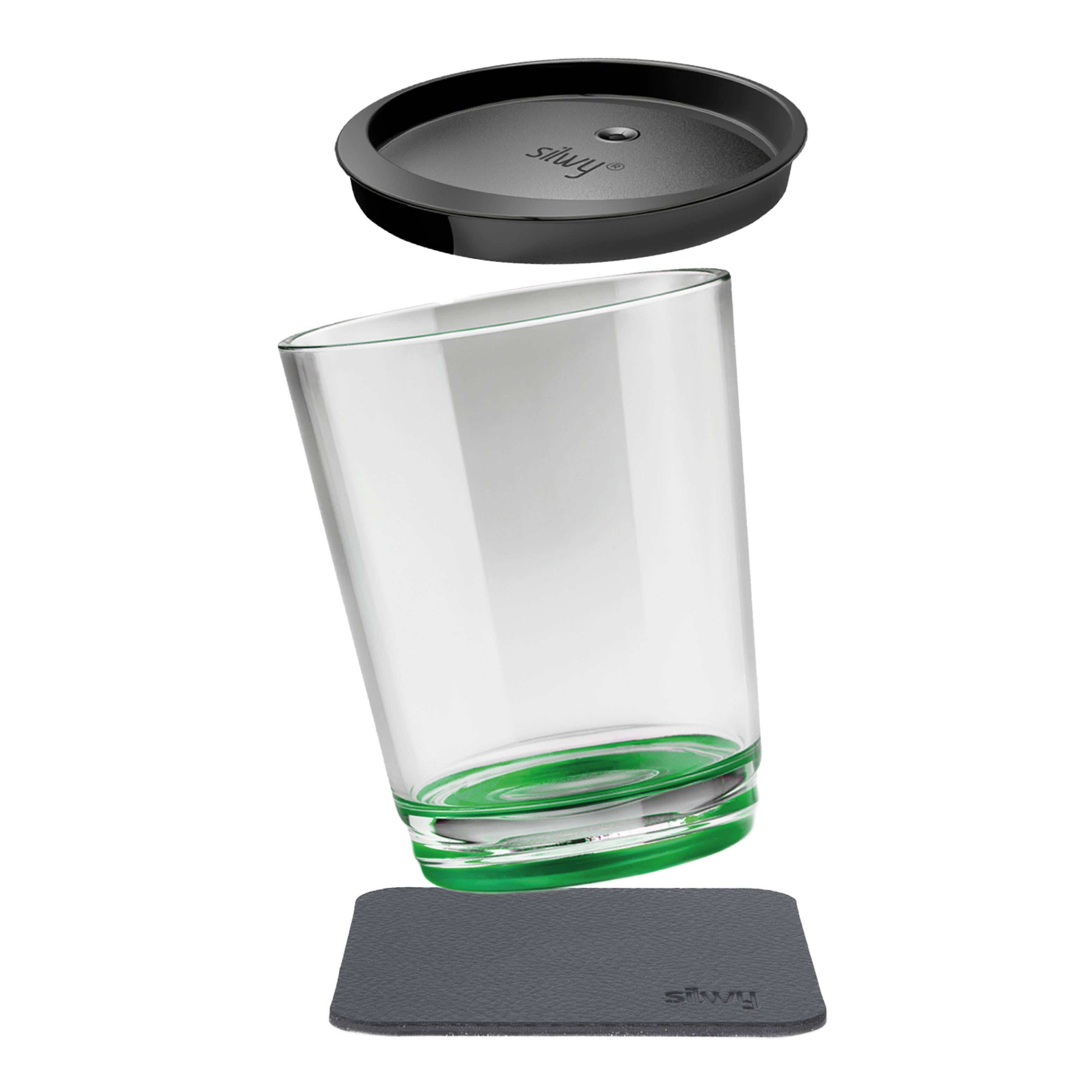 Magnet-Trinkbecher Green mit zugehörigem Metall-Nano-Gel-Pad in schwarz 